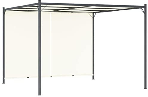 Pergola mit verstellbarem Dach cremeweiß 3x3 m Stahl, Dachartikelfarbe cremeweiß