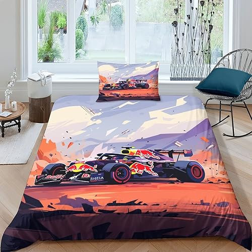 Off-road Racing Bettwäsche Bedruckte Gebürstet Weichs Field Rally Bettwäsche Tröster Set Baumwolle Bettbezug, Mikrofaser Bettbezug Mit Reißverschluss Für Erwachsene Und Kinder Single（135x200cm）