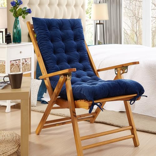 SUCADA Dickes Schaukelstuhl-Kissenpolster-Set, Plüsch-Holz-Schaukelstuhl-Rückenkissen-Set mit Bändern für Esszimmer, Bürostuhl, 119,4 x 48,3 cm