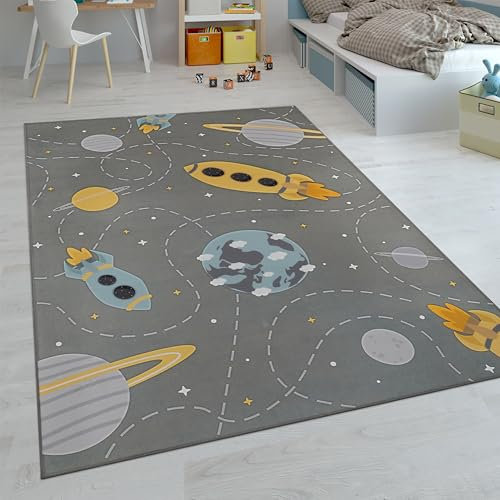 Paco Home Kinderteppich Teppich Kinderzimmer Spielteppich Junge Mädchen Modern rutschfest, Grösse:120x160 cm, Farbe:Grau 5