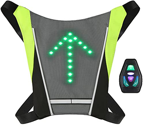 YIWENG USB wiederaufladbarer reflektierender Weste-Rucksack mit LED-Blinker,Fernbedienung,Outdoor-Sport,Sicherheitstasche,Ausrüstung für Radfahren,Laufen,Gehen,Joggen,Reflektierende Schutzweste