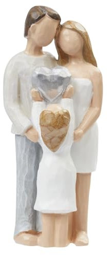 Hobbyfun Miniatur Dekofigur Paar mit Kind 8,5 cm Poly Holzoptik Skulptur Figuren Deko Statue Geschenk Tortenfigur