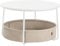 VASAGLE Couchtisch rund, Tisch mit Stauraum, Beistelltisch, Wohnzimmertisch mit Korb aus Stoff, modern, Metallrahmen, mattweiß-Kamelbraun LCT244W10