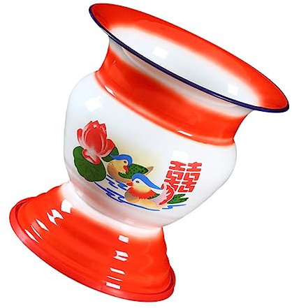 SOLUSTRE 1pc Spittoon Vintage Chinese Style Enamel Urine Pots for Home and Use Chamber Pot Pan Chewing Spit Cup Chinese Enamel Bucket Enamel Container Travel Portable
