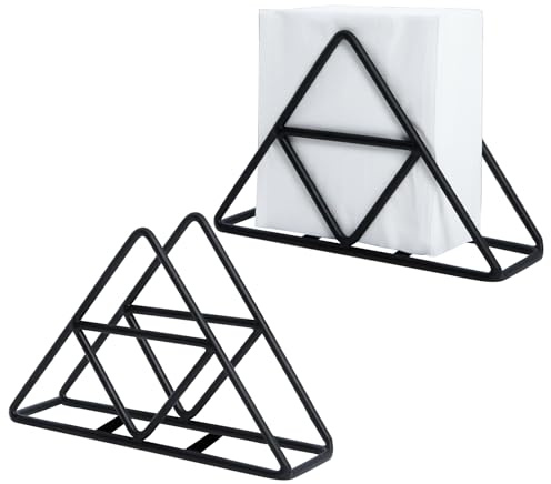 2 Pièces Porte-Serviettes de Table en Métal,Porte Serviette de Table Vertical,Porte Serviette en papier,Distributeur de Serviettes pour Établi,Table de Cuisine (Triangulaires,Noir)