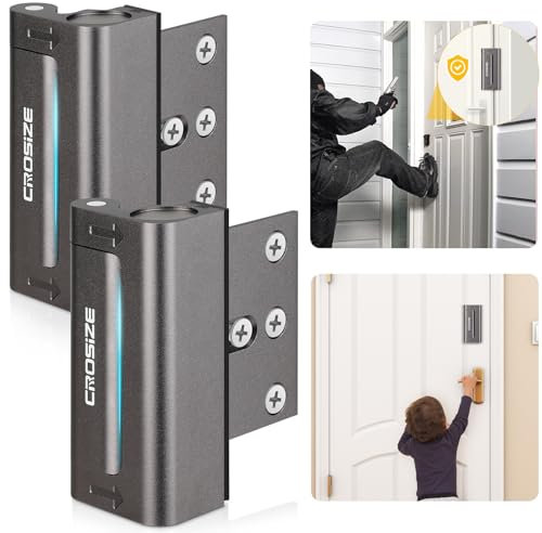 Home Security Türschloss, verbessertes Metall-Tür-Verstärkungsschloss, 7,6 cm, widersteht 362,9 kg Aufprall für nach innen gerichtete Schwingtüren, Verteidigungs-Sicherheits-Türschloss, verhindert