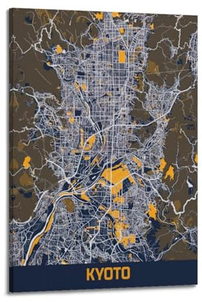 BPQN Landkarten-Poster, Asien, Japan, Tokio, dekoratives Gemälde, Leinwand, Kunstbild, 50 x 75 cm