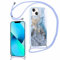 Foonary Coque pour Apple iPhone 13 Mini 5,4 avec Cordon, Cute Aesthetic Motif Réglable Collier Housse, Silicone étui Bumper Protection Case avec Corde Lanyard pour iPhone 13 Mini, Marbre 08