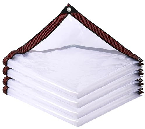Bâche Transparente avec œillets - 4 x 4 m - Imperméable et Transparente - pour Meubles de Jardin - Résistante aux intempéries - pour extérieur, Plantes, Serre, nichoir pour Animaux de Compagnie