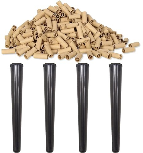 HAOBIN 100pcs Pre Rolled Filter Tips Cigarette Filter Tips 4pcs Transport Sleeve Tube Joint Sleeve Smoke Accessories Cigarette Filters brown 7x25mm pre-rolled filters for smooth vaping