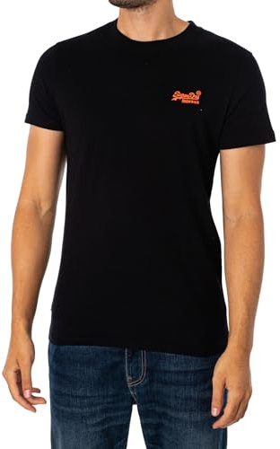 Superdry Für Erwachsene Essential Logo Emb Tee T-Shirt, Schwarz/Hazard Orange, L