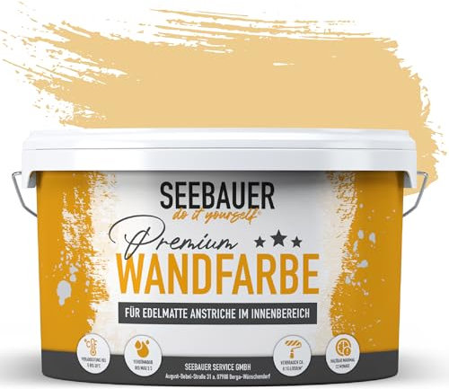 SEEBAUER diy Peinture murale jaune pour intérieur (No. 402 Banana Split 10,0 Litre) Tons jaunes haute opacité