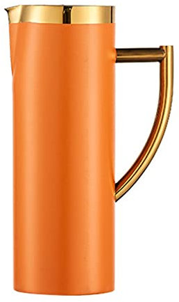 Water Pitcher Jug Stainless Steel, with Ice Guard, Carafe Teapot for Serving Water, Juice, Iced Tea and Other Cold Beverages (Orange,1.4L)