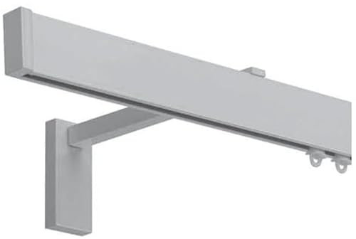 TENDE ARREDO TESSILE - Binario Tenda a Parete Scorrevole (122 cm) Zineffa per Tenda, Binario a Onda Decorativo in Alluminio con Tappi Terminali e Occhielli in PVC per Tende su Misura (Grigio)