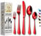 Crimson Red Mirror Finished Cutlery Set, Red Knives and Forks Set Perfect Christmas Dinner Set, Cutlery Set for 4 People, Elegant Tableware, Dishwasher Safe, Stainless Steel Cutlery - 20pcs Set.