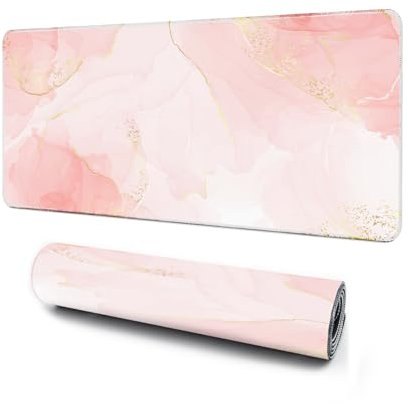 Giecy Gaming Mouse Pad, XXL Keyboard Mouse Mat Desk Pad with Non-Slip Rubber Base for Office & Home Computers, Laptop, Gaming (Pink Marble, 80 x 30 cm)