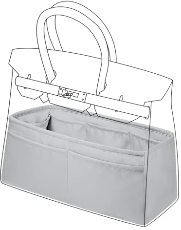 DGAZ Satin Handtaschen Organizer für Birkin 45, Tascheneinsatz, Pearl Grey | Luxuriöse Satin-Innentasche, Perfekte Passform, Sanfter Schutz, Leicht