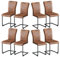 JYMTOM 8er Set Freischwinger Schwingstuhl Esszimmerstuhl mit Samt-Bezug und hoher Rücklehne, Metallgestell, Moderner Küchenstuhl, Polsterstuhl für Wohnzimmer Konferenzraum und Esszimmer (8, Braun)