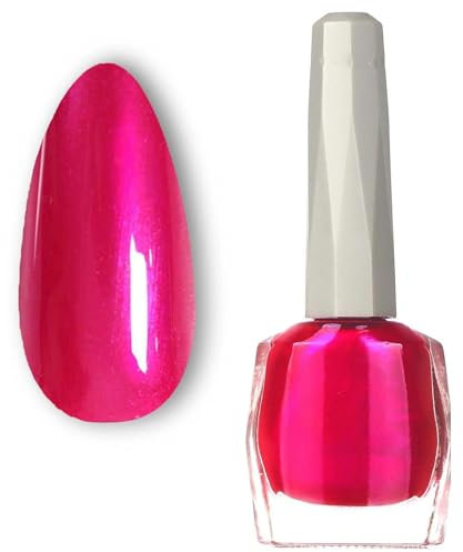 Pink Red Shimmer Pearl Nail Varnish - Quick-Dry, Long-Lasting & Chip-Resistant Pearlescent Polish - Breathable Formula with Oil Base