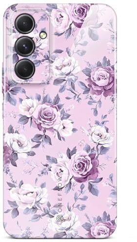 ONEFLOW Flower Cover für Samsung Galaxy A54 5G Hülle in Floral Optik, Blumen Designer Case Handy Schutzhülle mit Kameraschutz, Hardcase dünne Handyhülle Blumenmuster, Flieder