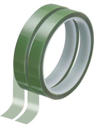 QUARKZMAN 2 Rollen Hochtemperatur-Abdeckband 15/32 x108ft(12mmx33m) 0,05mm dickes PET-Film Silikonklebeband hitzebeständiges Band für Hitzepresse Anodisierung Leiterplatte, Grasgrün