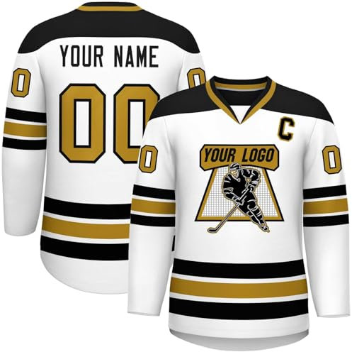 KONG JIMFAN Personalisiertes Hockey Trikot,Eishockey Kostüm Erwachsene Lose Atmungsaktiv Eishockey Trikots mit Eigenem Namen Nummer Logo & Teamname,Teamtrikot für Familien Matching(#D White)