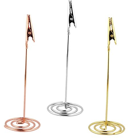Housoutil 3stücke Metall Memo Clip Halter Gold Silber Roségold Platzkartenhalter Tischkarten Ständer Für Hochzeit Party Büro Tischdekoration Robust Elegant Vielseitig
