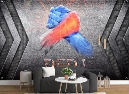 Modern Minimalist 3D Photo Wallpaper Watercolour Colourful Fist Gym Gym Black Background Wall 350cmx245cm Living Room Kitchen Bedroom Wall Mural