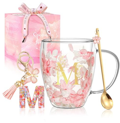 Gifts for Women Glass Coffee Mugs Unique Birthday Gift for Women Her Ladies Espresso Tea Cups Personalised Friendship Wedding Gifts Cute Double Walled Glass Mugs Christmas Pink Stuff Best Friend Gift