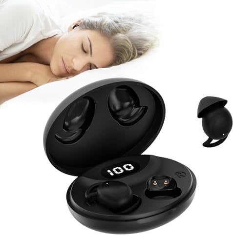 IFECCO SchlafKopfhörer Seitenschläfer, Mini In Ear Kopfhörer Bluetooth zum Schlafen mit LED-Anzeige, Kabellose Wasserdicht Unsichtbare Kopfhörer für Schlaf, Sport und Reisen (Schwarz)