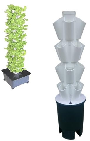 Hydroponic Tower With Pump System, Hydroponics Growing System Kit Tower, Outdoor Indoor Vertical Garden Home Hydroponic Germination For Fruit & Vegetable,with Mov(Size:4 Layers (20 Holes),Color:White)