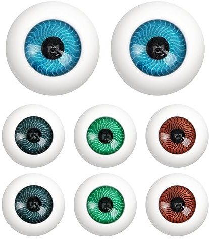 Halloween Augen 8Stück gruselige realistische Auge, 4Paar halbrundhohle Augäpfel für Halloween Süßes oder Saures Dekorationen Partyzubehör Cosplay Falsche Augen Für Puppen Oder Bären Zum Basteln