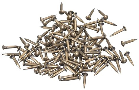 QUARKZMAN 280Pz Chiodi in Ottone 1.2x8mm(DxL) Chiodi per Quadri Muro Testa Rotonda Piccoli in Ottone Hardware per Progetti Fai da Te in Legno Scatole Decorative Casa, Tono Bronzo