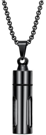 Healvian Collier Acier Inoxydable 2.32 Pouces Pendentif Bouteille De Parfum Ouvrant Pour Stockage D'Arôme Décoration Du Cou Homme Fête Dîner Cadeau