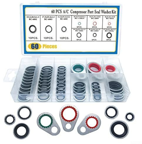 60 PCS Sealing Gasket Kit for AC System Compressors Washers for Automotive Services