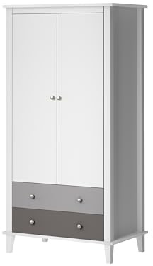 LS MH Poppy wardrobe with 2 Doors and 2 drawers in Grey, 55x89x180cm (DxWxH)