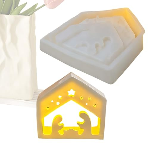 Stampo In Silicone Per La Scena Della Natività - Modello Per Il Portacandela Di Gesù | Stampo Per Le Decorazioni Della Scena Della Natività Per Avvento E Natale | Per Gesso, Resina, Artigianali