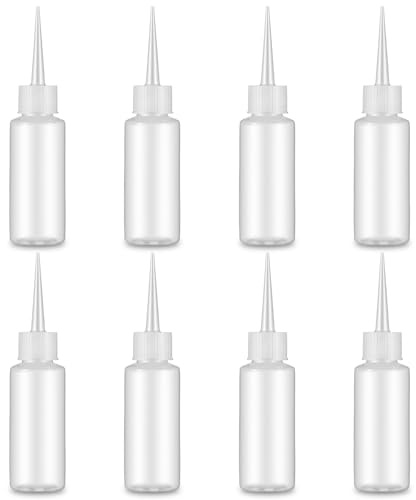 APLZGMG 8 Pcs Small Squeeze Bottles, 50ml Tiny Applicator Bottle, Clear Empty Needle Tip Bottles for DIY Craft, Leak-Proof Hair Dye Bottle for Hair Dye, Paint Art and Liquids