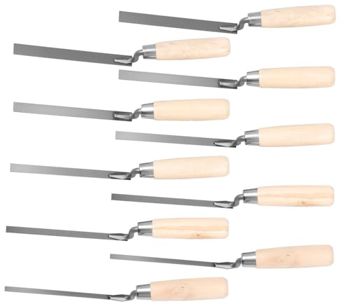 10 Pcs Carbon Steel Finger Pointing Trowel Set 6 8 10 12 15 mm Flat Stiff Tuck with Wooden Handle for Brick Tiling Masonry Work