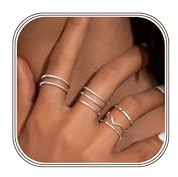 Diamday 8 Stück Ringe Gold Silber Damen Edelstahl Wasserfest Ringe Set 1MM Minimalistisch Dünn Ring Damen Stapelringe Fingerring Daumenringe Verlobungsring Eheringe Promise Ringe Silber Gold Schmuck