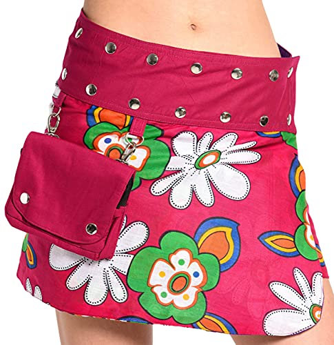 ufash Minirock aus Indien, Sommerrock kurz, Wenderock, Wickelrock Goa Gypsy Hüftschmeichler, Rot