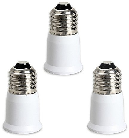 TWDRTDD E27 auf E27 Adapter-Sockel, 3er Pack, Metall, Kunststoff, Weiß