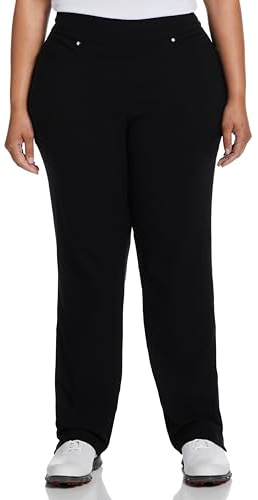 PGA TOUR Women's Tummy Control Pull-on Waistband Golf Pants, Caviar Black, XX-Large