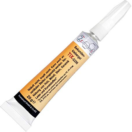 2Construct Sekundenkleber-Gel TIX298, 20g, Kunststoff, Gel, Klar, Hochviskos, Thixotrop, Vertikal, Überkopf, Passgenau, Reparatur