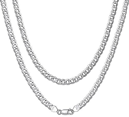 ChainsHouse 5mm breit 66cm lang Panzerkette für Damen Herren Silberkette Partnerkette Freundschaftskette als Geschenke für Eltern und Kinder