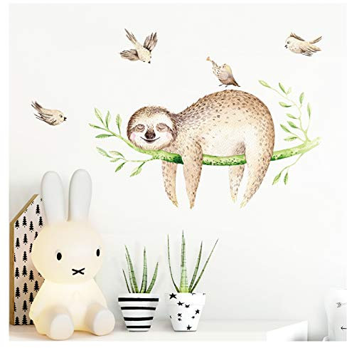 Little Deco Wandtattoo Kinderzimmer Mädchen Junge Deko Wandsticker Baby Tier Faultier Aufkleber Wandbild selbstklebend für Kinder Spielzimmer DL212-3