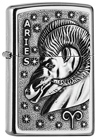 ZIPPO – Sturmfeuerzeug, Aries, Emblem Attached, Street Chrome, nachfüllbar, in hochwertiger Geschenkbox