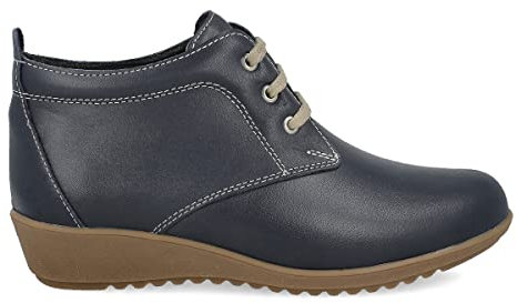 PAYMA - Stivaletti in Pelle Comodi e Flessibili da Donna. Stivaletti Casual con Zeppa Bassa. Stivali Invernali in Pelle. Chiusura Lacci o Strappo. Suola di Gomma. Colore: Blu Navy. Taglia: EU 38