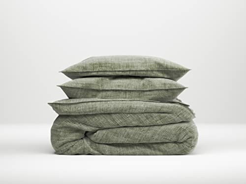 ZO! HOME Cotton Bettwäsche 135x200 cm Lino Army Green moosgrün meliert Uni
