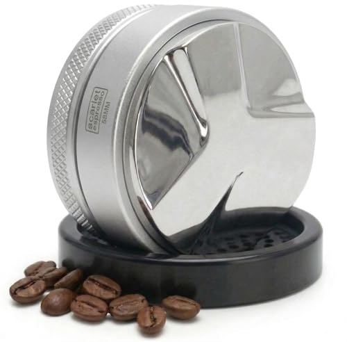 scarlet espresso | Kaffee Distributor »Grande TRE« – Kaffeverteiler für gleichmäßige Verteilung im Siebträger 5–13mm einstellbar – Leveler für präzise Espresso-Zubereitung – Set 58 mm mit Tamperablage